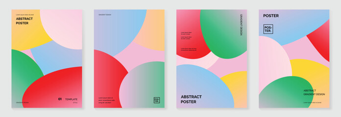Aufkleber - Summer poster background vector set. Minimalist cover template with geometric shape. Ideal design for social media, banner, summer season card.