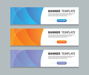 Aufkleber - Set abstract horizontal web banner design background template. three color gradient style. Suitable for web and social media ads. Vector illustration file.