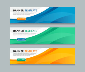 Aufkleber - Set abstract horizontal web banner design background template. three color gradient style. Suitable for web and social media ads. Vector illustration file.