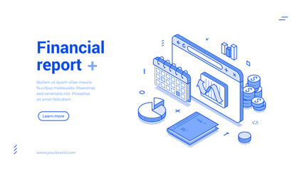 Wall Mural - financial report business money budget analyzing web banner isometric vector illustration. commercia