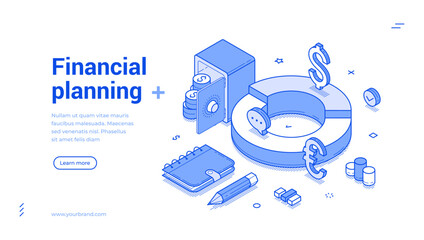 Wall Mural - financial planning budget balance calculating accounting web banner isometric vector illustration. f