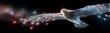 © pattozher - Soaring Vision: A majestic eagle takes flight, its form artfully rendered with streams of interconnected light, symbolizing freedom, power, and vision against a sleek black backdrop.