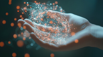 Wall Mural - healthcare. hand man holding of global healthcare network connection, medicine data sharing patient 