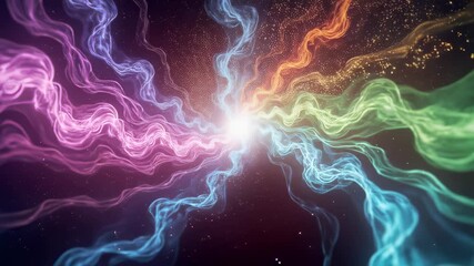 Wall Mural - Abstract Colorful Energy Waves Expanding from a Bright Core