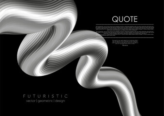 Fototapete - Abstract metallic 3d liquid wave tech elegant background. Vector graphic design