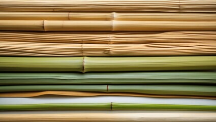 Fototapete - bamboo stalks of varying shades arranged horizontally, creating a striking and textural display