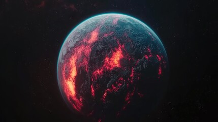Volcanic planet in a dark cosmic environment.
