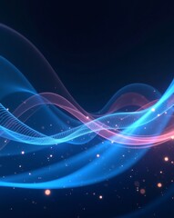 Aufkleber - Abstract waves of glowing energy in blue and pink hues against a dark background. Dynamic and flowing, suggesting movement and data flow.