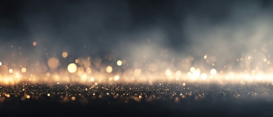 Canvas Print - abstract golden bokeh light streaks on dark background, low angle, festive atmosphere, studio shot, 