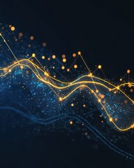 Canvas Print - abstract data visualization of glowing lines and dots on dark background illustrating connectivity a