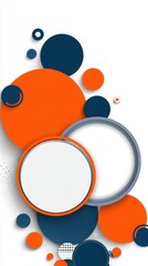 Canvas Print - abstract graphic design with orange blue and white circles on a white background studio shot for cre