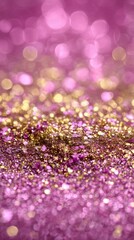 Canvas Print - sparkling pink and gold glitter close-up shot with bokeh background for festive celebrations and gla