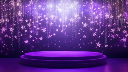 Poster - Purple stage with falling star lights.