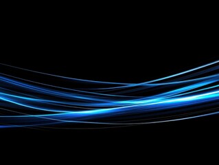 Canvas Print - abstract blue light streaks flowing on black background modern artistic rendering graphic design ele