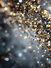 Canvas Print - celebration with falling gold and silver confetti on a blurred background festive party atmosphere e