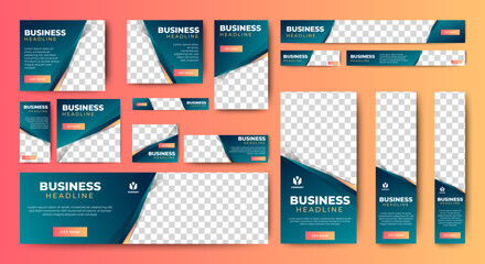 Wall Mural - professional ads banner template set design. business web banner layout for cover, flyer, social med