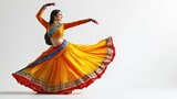 Indian classical dancer isolated on white background