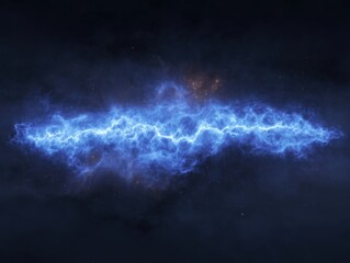 Canvas Print - electric blue nebula in deep space abstract art with starfield and cosmic dust exploration of distan