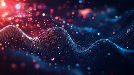 Wall Mural - abstract digital background with glowing data particles floating in a high-tech environment, symboli