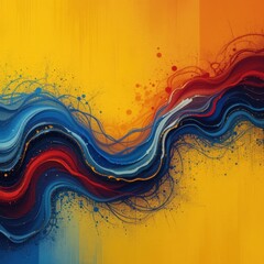 Wall Mural - abstract background yellow blue red color flow grainy