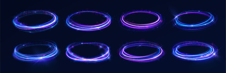 Wall Mural - light swirl with electric glow and magic trail in dynamic abstract circle using neon flare and spark
