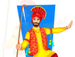 © Meena - Vector illustration of Bhangra dancer performing Bhangra dance and playing the traditional musical props khunda or daang in an event
