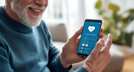 Digital health app use by an elderly person.
