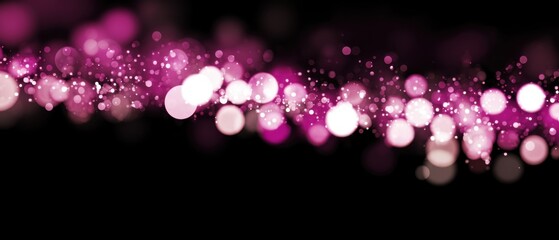 Wall Mural - abstract pink bokeh lights on black background, festive decoration, holiday celebration, sparkly eff