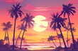 © boler - Vibrant sunset scene with silhouettes of palm trees.