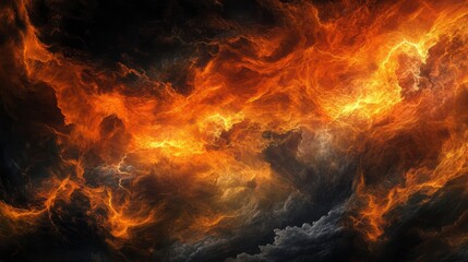 Aufkleber - Fiery orange and gray cloudscape, abstract texture background.