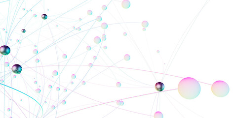 Leinwandbilder - Abstract connected dots and lines. Concept of AI technology, Motion of digital data flow.