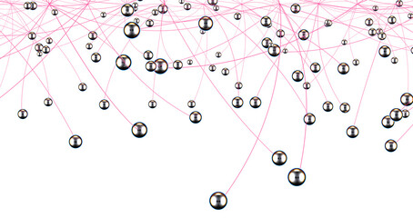 Fototapete - Big data visualization. Network connection structure with chaotic distribution of points and lines. 3D rendering.