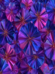Wall Mural - abstract geometric background of faceted shapes in vibrant blue purple and pink colors top down view