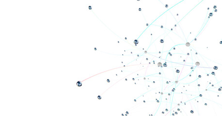 Leinwandbilder - Abstract connected dots and lines. Concept of AI technology, Motion of digital data flow.