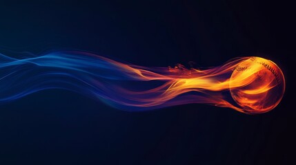 Aufkleber - Fiery baseball in motion, leaving a blue and orange trail.