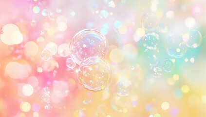 Wall Mural - Colorful background with bubbles, soap bubbles on a rainbow-colored background