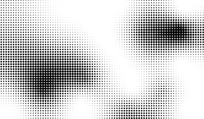Leinwandbilder - Grunge halftone gradient background pattern with a dynamic, flowing circles. Vector design element for anime or manga comic book, retro style pixelated texture banner.