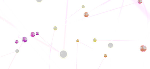 Poster - Colorful spheres connected by lines, network, technology, digital, abstract background.