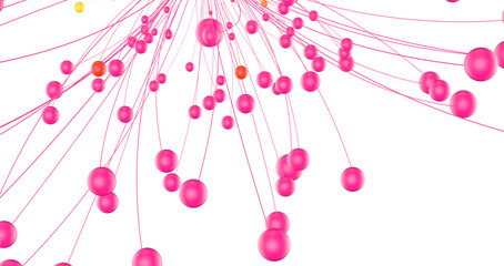 Poster - Big data visualization. Network connection structure with chaotic distribution of points and lines. 3D rendering.