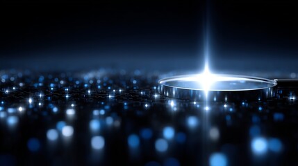 Wall Mural - a sparkling blue background with a radiant light source at its center. this image conveys a sense of