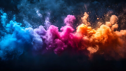 Wall Mural - colorful powder explosion in dark studio