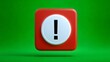 © Nana - 3D Render of a Red Alert Button Featuring Exclamation Mark Against Vibrant Green Background