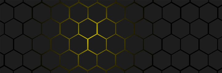 Poster - black and yellow hexagons modern background illustration