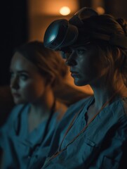 Aufkleber - Female Doctors Wearing VR Headsets in Hospital, Exploring Medical Technology and Innovation for Healthcare Solutions and Telemedicine Advancements : Generative AI