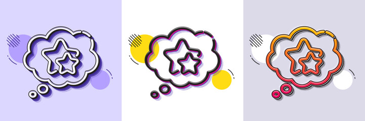 Wall Mural - ranking stars speech bubble line icon. halftone dotted pattern. gradient icon with grain shadow. sta