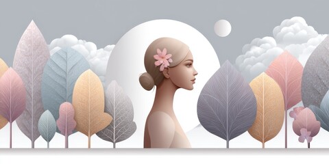 Leinwandbilder - A soft watercolor scene of human transformation with abstract shapes and light tones