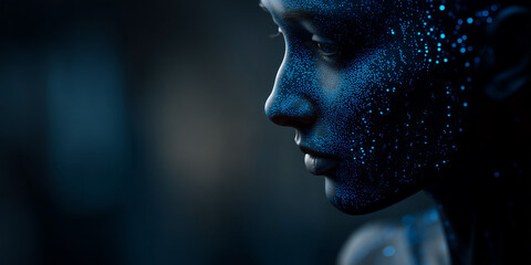 Wall Mural - artificial intelligence ethics and human rights discussion digital space visual art futuristic envir