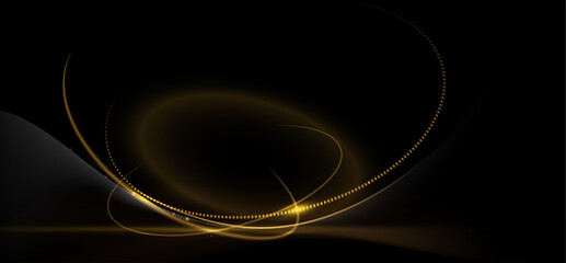 Leinwandbilder - Abstract gold luxury background. Vector illustration element with gold light glow effect, texture, black gradient color. Modern graphic design, decoration for banner template or technology background