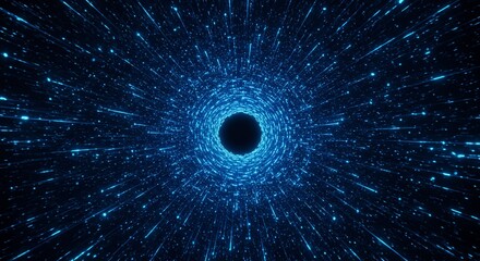 Wall Mural - Abstract blue light speed tunnel background hyperspace jump wormhole space travel futuristic technology concept