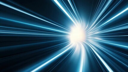 Wall Mural - bright light tunnel with dynamic blue streaks creating sense of speed and motion, evoking futuristic